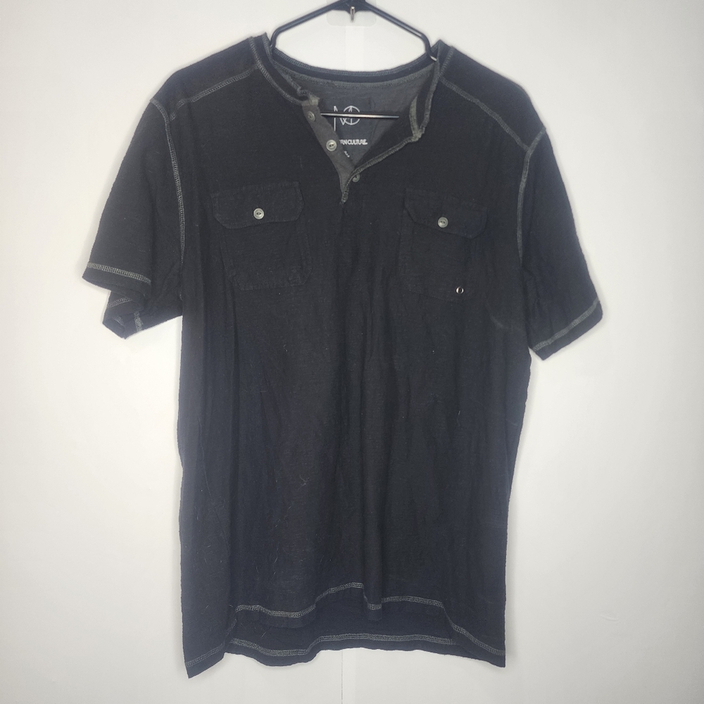 Modern Culture Men's Black Casual Short Sleeve Shirt, XL